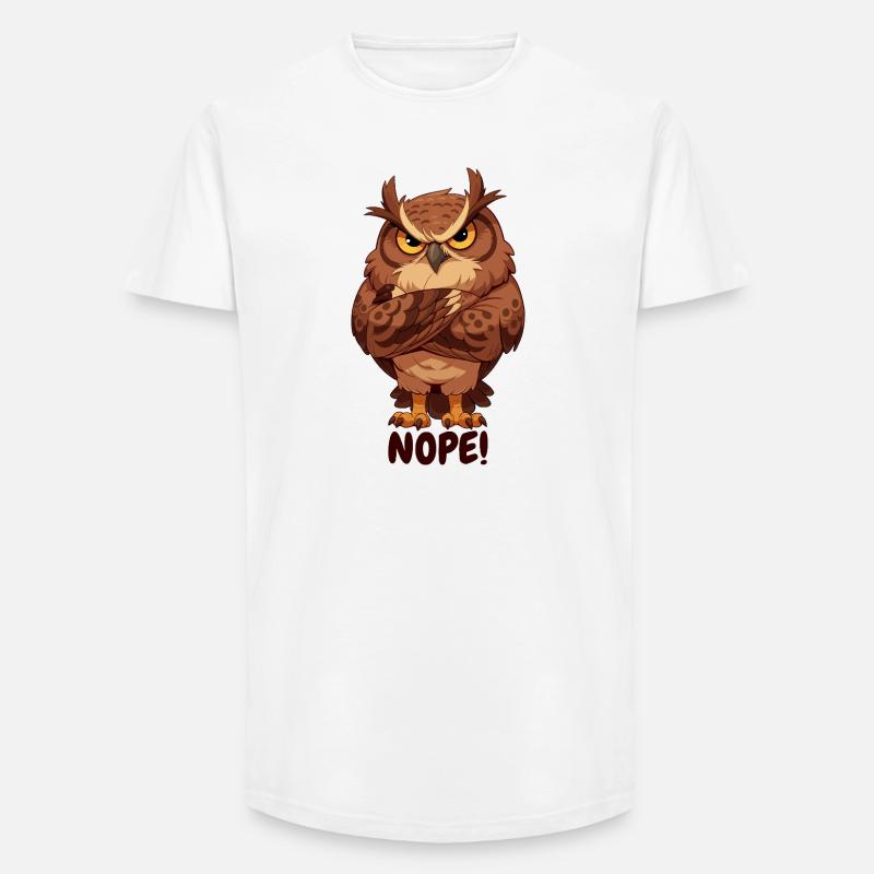 Nope! Grimmige Eule mit Attitüde - Long Fit Männer T-Shirt - Weiß