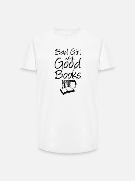 Bad Girl with Good Books - Long Fit Men's T-Shirt - white