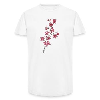 Cherry Branch - Long Fit Men's T-Shirt - white - Front - AI Model Male 185 light (185cm)