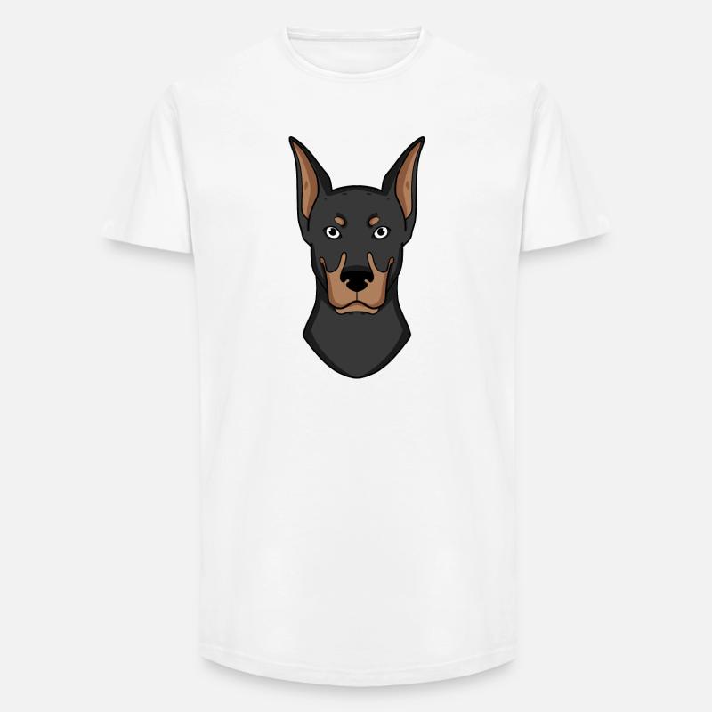 Dobermann Kopf Hund Hundebesitzer Geschenk - Long Fit Männer T-Shirt - Weiß