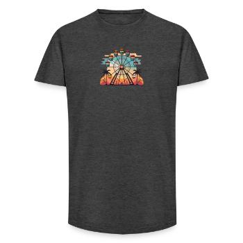 Sunset Ferris Wheel Travel Vibe - Long Fit Männer T-Shirt - Anthrazit - Vorne - AI Model Male 185 light (185cm)