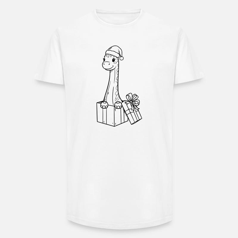 Weihnachts-Giraffe mit Geschenken Illustration - Long Fit Männer T-Shirt - Weiß