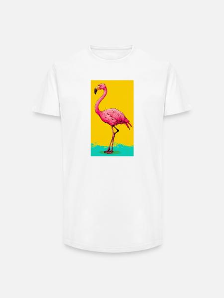 Flamant - T-shirt coupe longue homme - blanc
