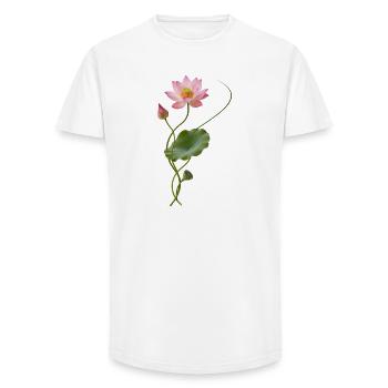 Curved Lotus in Zen Style - Long Fit Men's T-Shirt - white - Front - AI Model Male 185 light (185cm)
