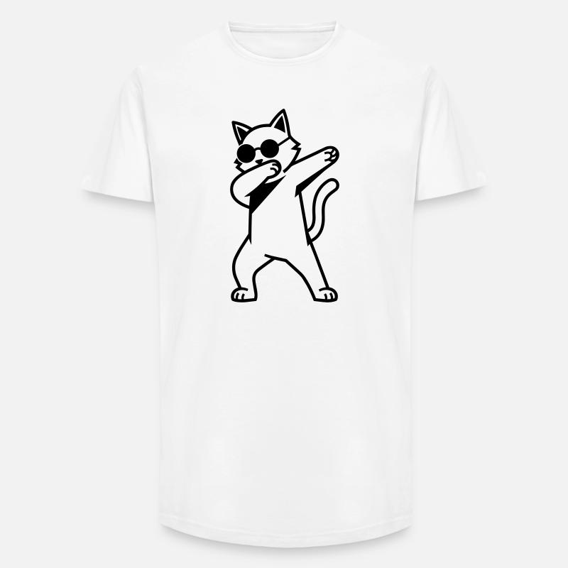 Cat Dab - Long Fit Männer T-Shirt - Weiß