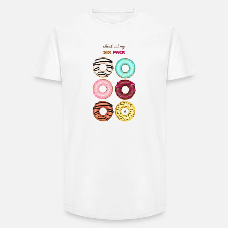 Sechs glasierte Donuts Abbildung mit Inschrift - Long Fit Männer T-Shirt - Weiß