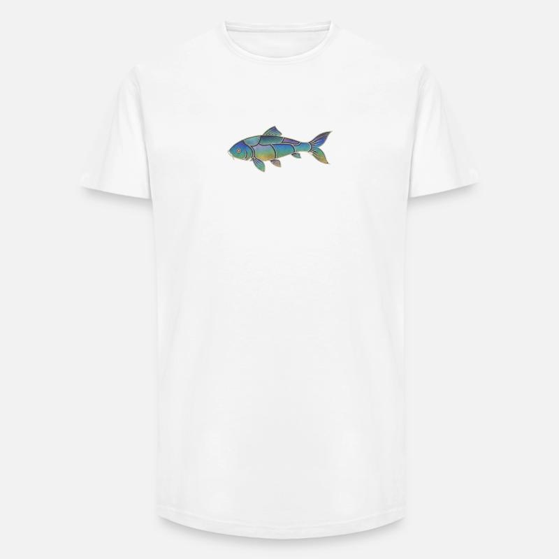 Gradient Pattern Iridescent Koi Fish - Long Fit Men's T-Shirt - white