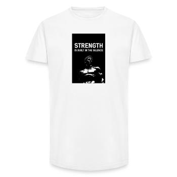 La force dans le silence - T-shirt coupe longue homme - blanc - Devant - AI Model Male 185 light (185cm)