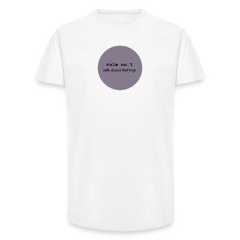 talk about feelings 5 - Long Fit Men's T-Shirt - white - Front - AI Model Male 185 light (185cm)