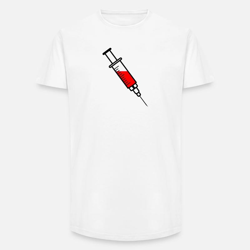 Impfspritze mit rotem flüssigem Medikament - Long Fit Männer T-Shirt - Weiß
