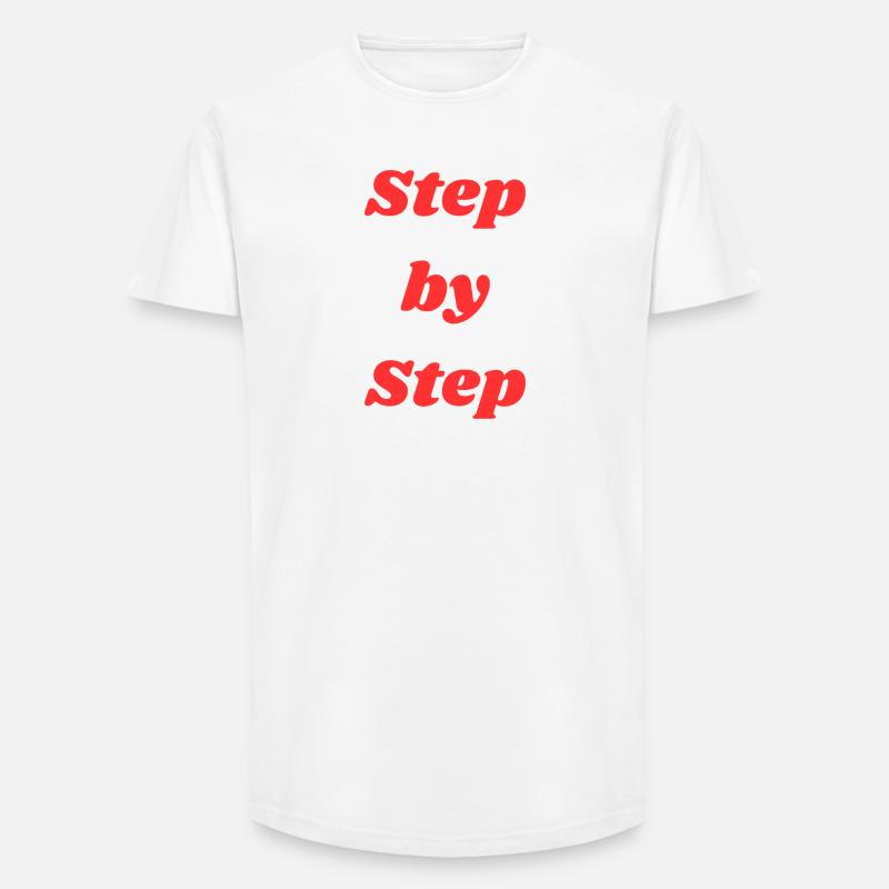 Step by step typography - Long Fit Men's T-Shirt - white
