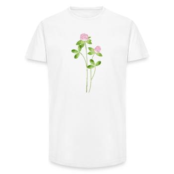 Delicate meadow clover with pink flowers illustration - Long Fit Men's T-Shirt - white - Front - AI Model Male 185 light (185cm)