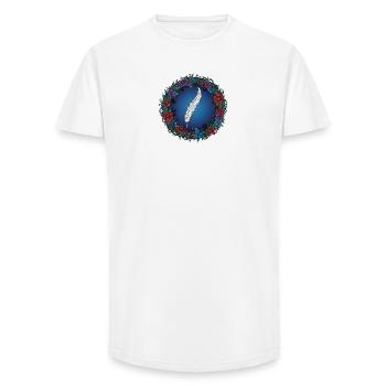 Feather in a Flower Wreath | Magic for Authors - Long Fit Men's T-Shirt - white - Front - AI Model Male 185 light (185cm)