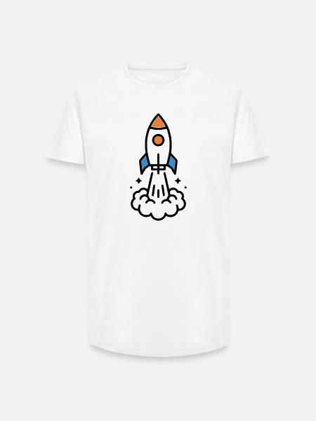 Rocket Launch Space Comic - Long Fit Men's T-Shirt - white
