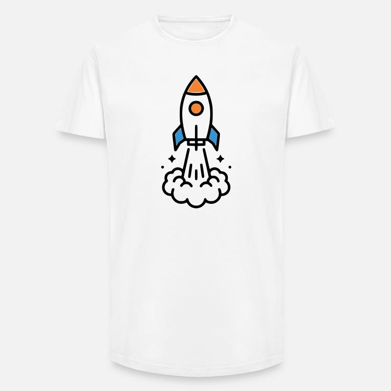 Comic spatial Rocket Launch - T-shirt coupe longue homme - blanc