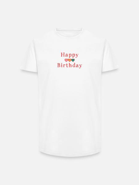 HAPPY BIRTHDAY - T-shirt coupe longue homme - blanc