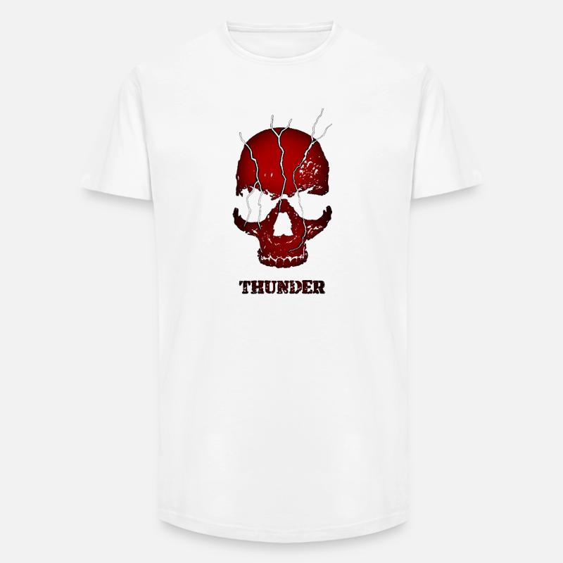 Exploding Thunder Skull - Long Fit Men's T-Shirt - white