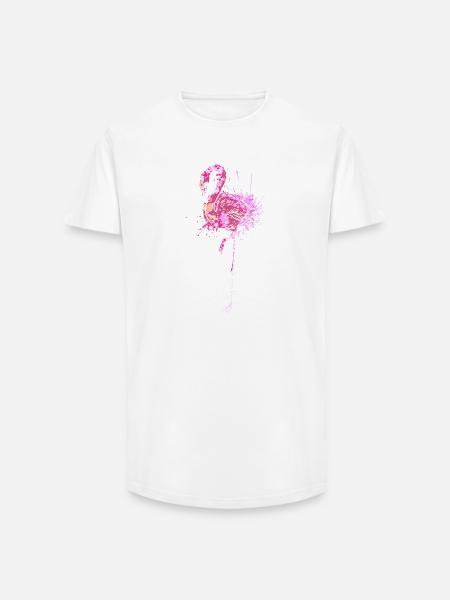 Flamingo Splash Art - Long Fit Men's T-Shirt - white