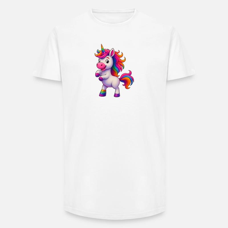 Bunter Einhorn mit Regenbogenmähne - Long Fit Männer T-Shirt - Weiß