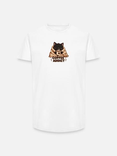 Katzen und Kaffee - Long Fit Männer T-Shirt - Weiß