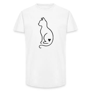 Minimalist Cat Line Art – Black Design - Long Fit Men's T-Shirt - white - Front - AI Model Male 185 light (185cm)