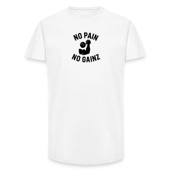 No Pain, No Gainz  - Long Fit Männer T-Shirt - Weiß - Vorne - AI Model Male 185 light (185cm)