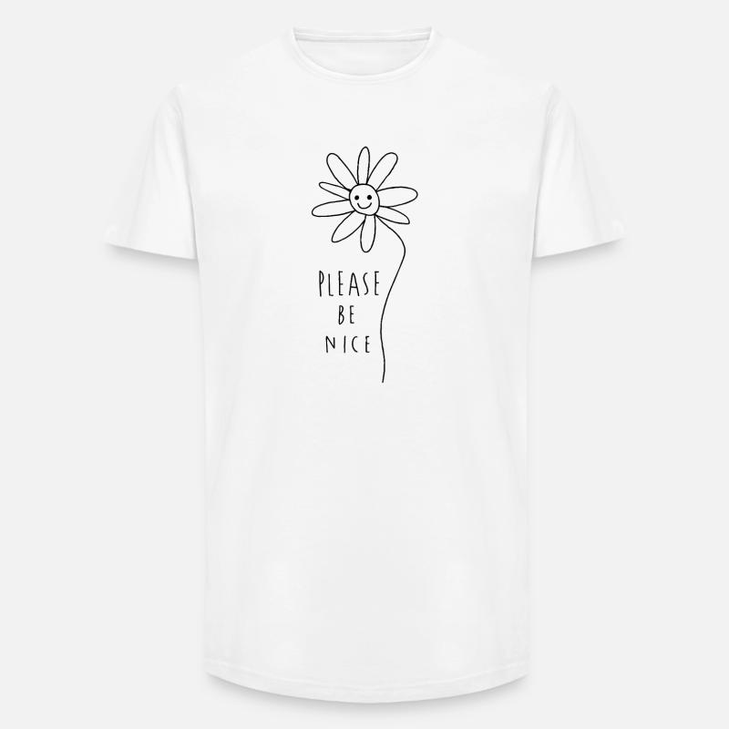 Please be nice – Friendly Minimal Statement - Long Fit Men's T-Shirt - white