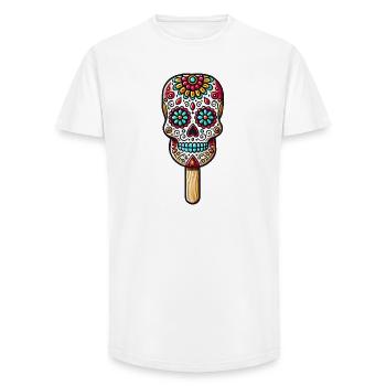 witziges Skull-Eis-Motiv - Día de Muertos - Long Fit Männer T-Shirt - Weiß - Vorne - AI Model Male 185 light (185cm)
