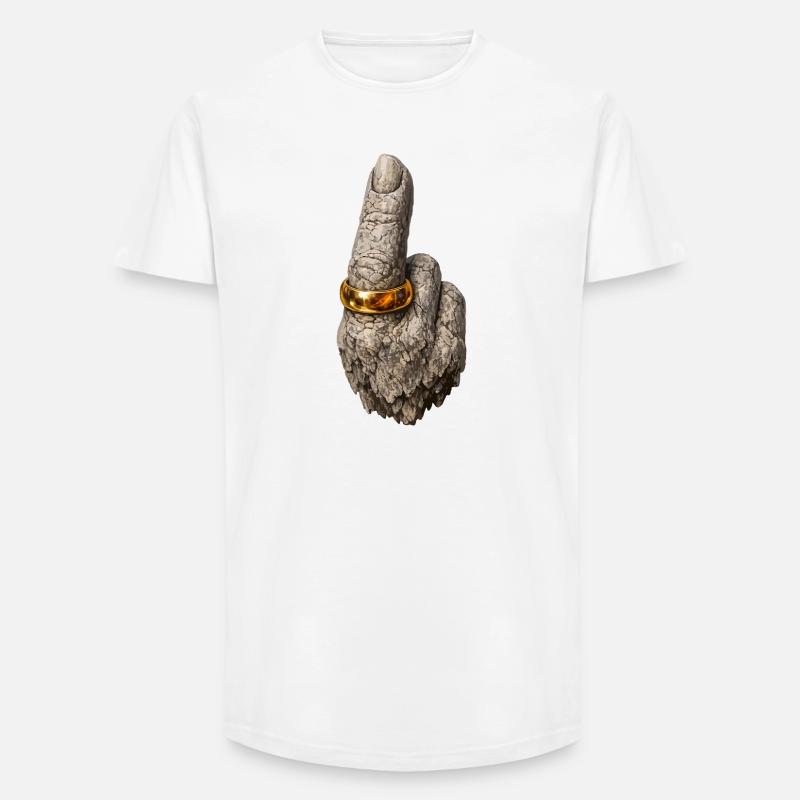 Grobe Steinhand mit Goldring - Long Fit Männer T-Shirt - Weiß