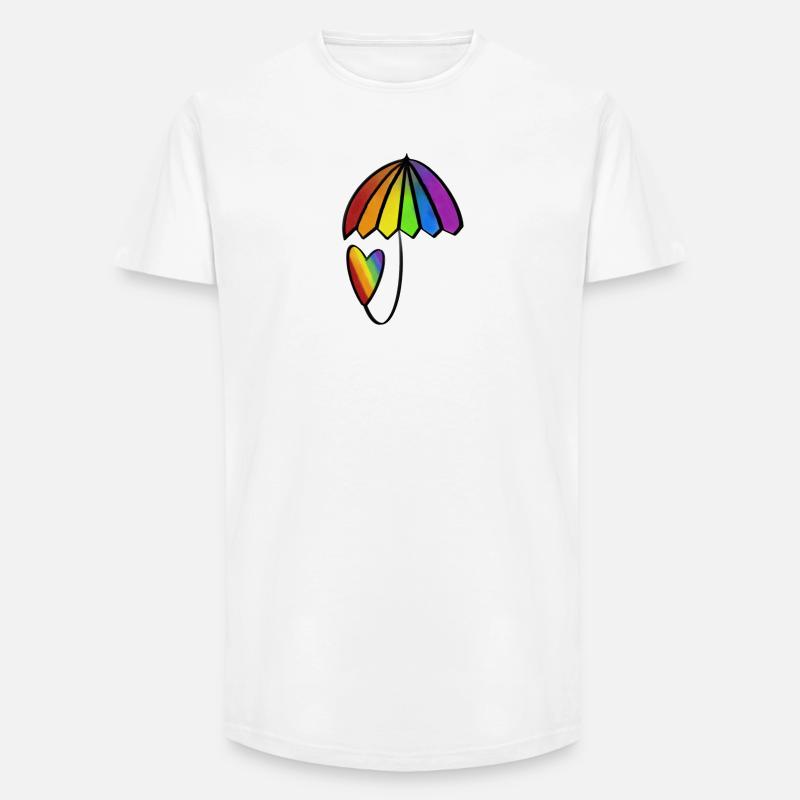 Regenbogen Herz mit Schirm - Long Fit Männer T-Shirt - Weiß