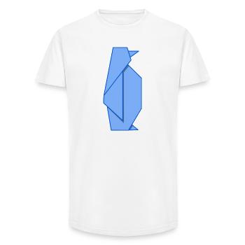 Pingouin origami – Blue Chill - T-shirt coupe longue homme - blanc - Devant - AI Model Male 185 light (185cm)