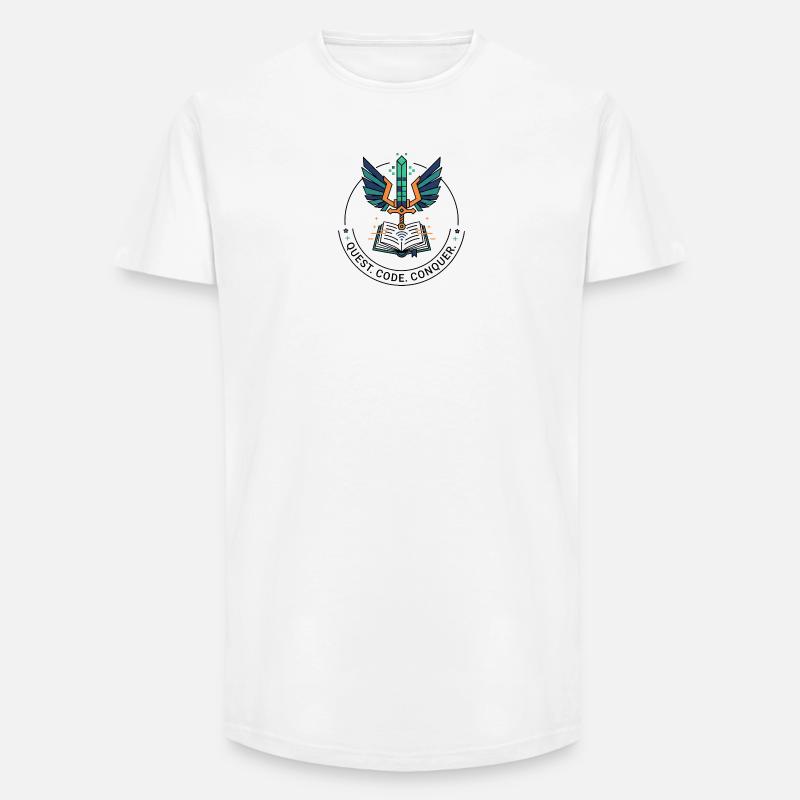 Quest. Code. Conquérir l’emblème - T-shirt coupe longue homme - blanc