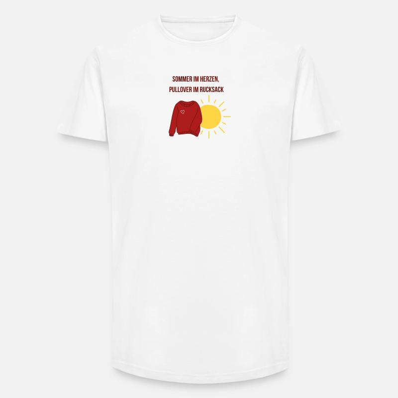 Sommer im Herzen, Pullover im Rucksack - Long Fit Männer T-Shirt - Weiß