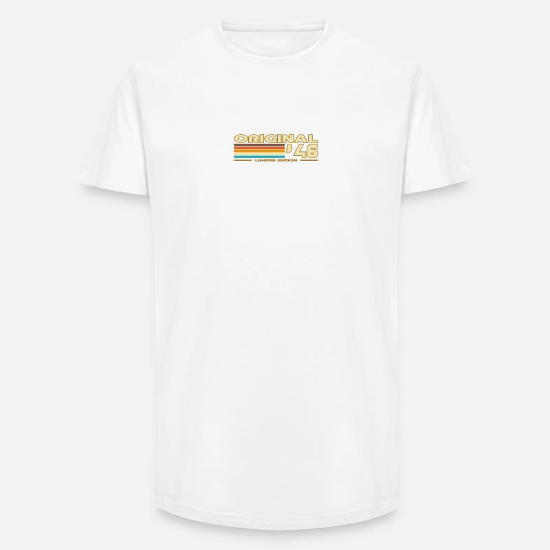 Originale 46 Pastellstreifen - Long Fit Männer T-Shirt - Weiß