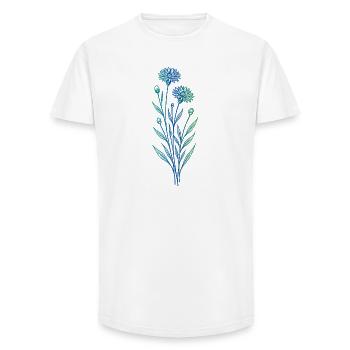 Cornflower Line Art Blue Minimalist Design - Long Fit Men's T-Shirt - white - Front - AI Model Male 185 light (185cm)