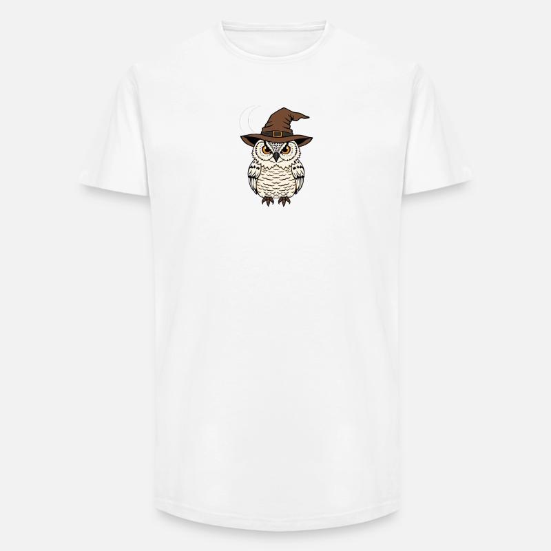 Zauberer Eule mit Hut - Long Fit Männer T-Shirt - Weiß