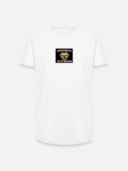 Human rights instead of right-wing people - Long Fit Men's T-Shirt - white