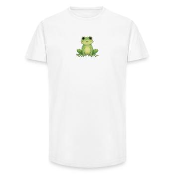 Grenouille kawaii verte - T-shirt coupe longue homme - blanc - Devant - AI Model Male 185 light (185cm)