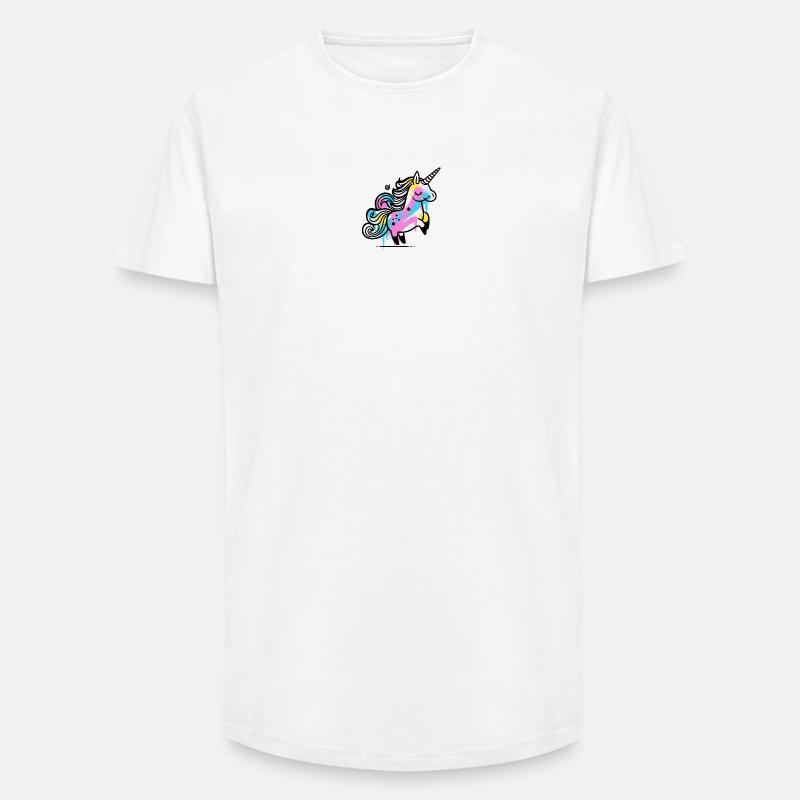 Bunter Splash Einhorn Illustration - Long Fit Männer T-Shirt - Weiß