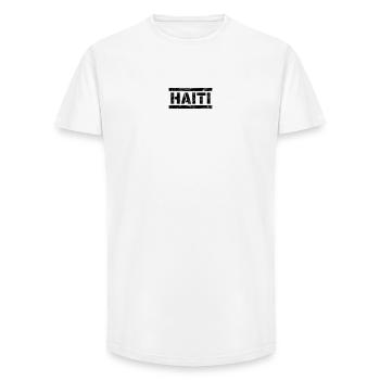 Haïti - T-shirt coupe longue homme - blanc - Devant - AI Model Male 185 light (185cm)