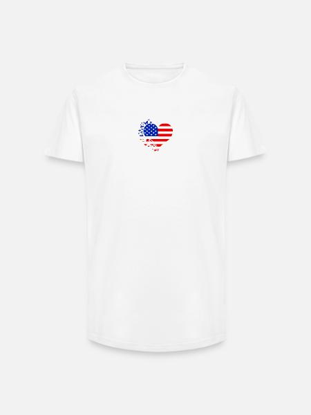 Coeur Drapeau US  - T-shirt coupe longue homme - blanc