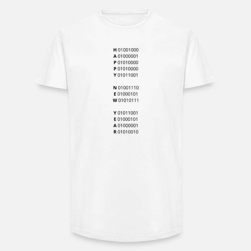 HAPPY NEW YEAR – binary code - Long Fit Men's T-Shirt - white