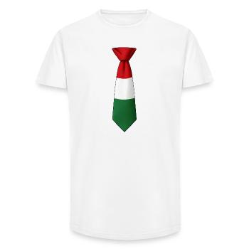 Ungarn-Flagge an der Krawatte - Long Fit Männer T-Shirt - Weiß - Vorne - AI Model Male 185 light (185cm)