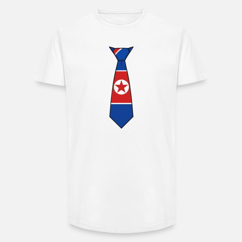 North Korea Tie – Flaggendesign - Long Fit Männer T-Shirt - Weiß
