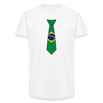 Brazil Tie – Flag Design - Long Fit Men's T-Shirt - white - Front - AI Model Male 185 light (185cm)