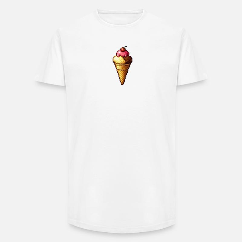 Retro Pixel Eiscreme Cone - Long Fit Männer T-Shirt - Weiß