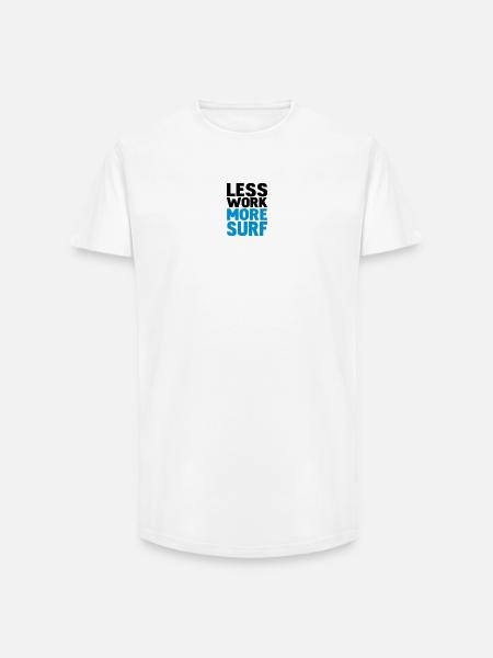 less work more surf - Long Fit Männer T-Shirt - Weiß