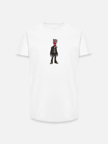 Clown urbain en look cuir - T-shirt coupe longue homme - blanc