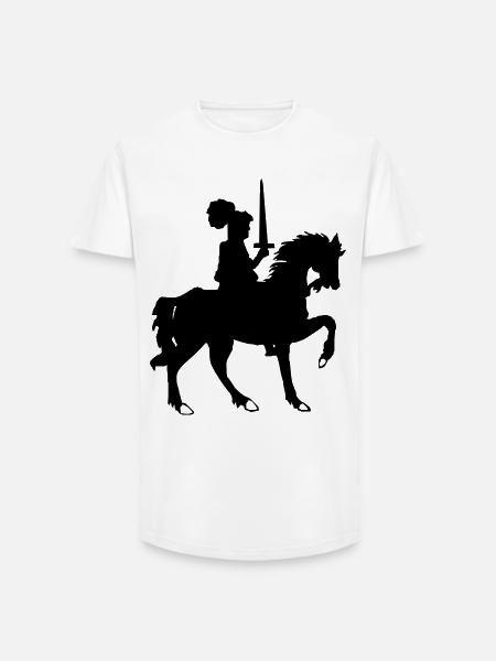 Chevalier avec épée et cheval - T-shirt coupe longue homme - blanc