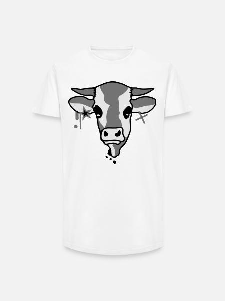 Kuh - Long Fit Männer T-Shirt - Weiß
